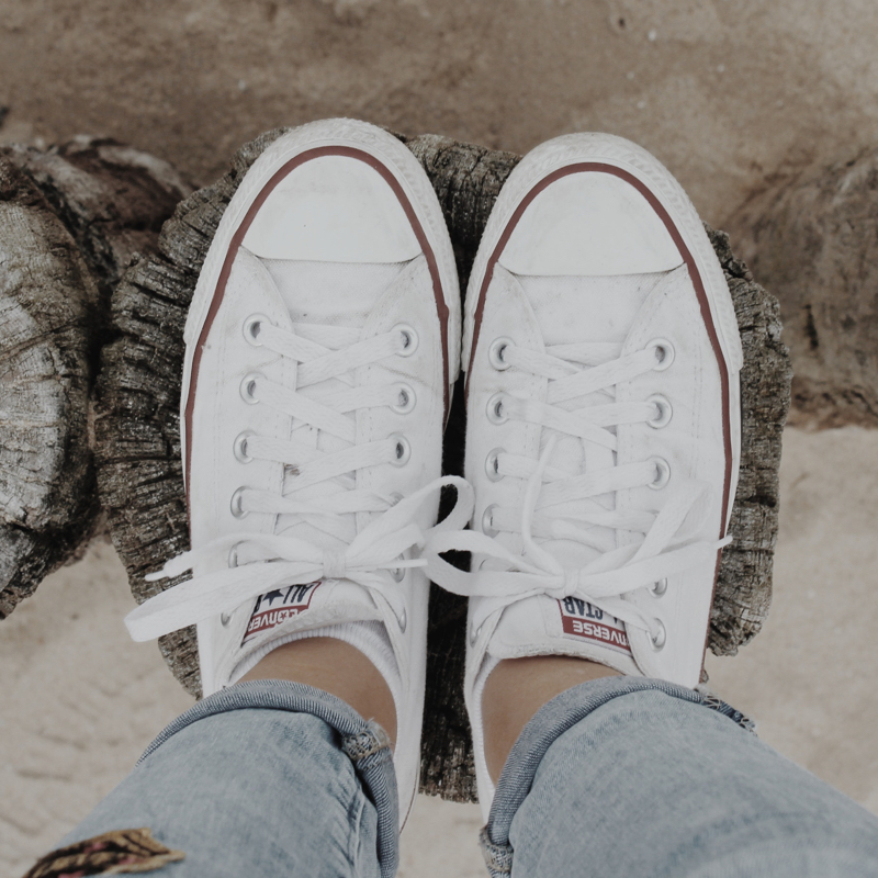 A pair of converse shoes.